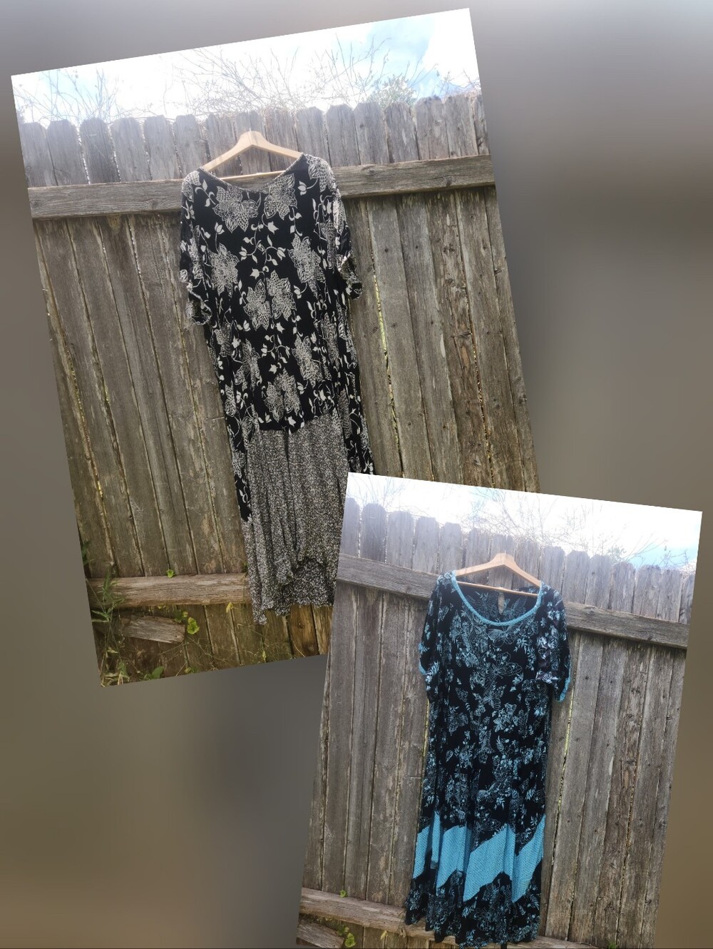 Vintage 90s Anna Maxwell Botanical Fairycore Butterfly Maxi Dress Lot × 2 ( 2x )